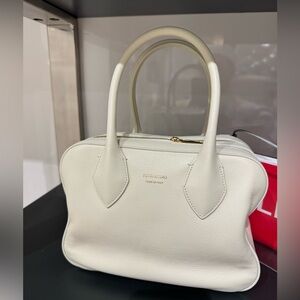 New nwt Salvatore Ferragamo Cream Satchel Bag multi zipper cutie!